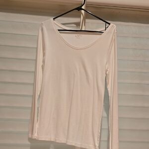 LOFT Cream Long Sleeve Tee Shirt